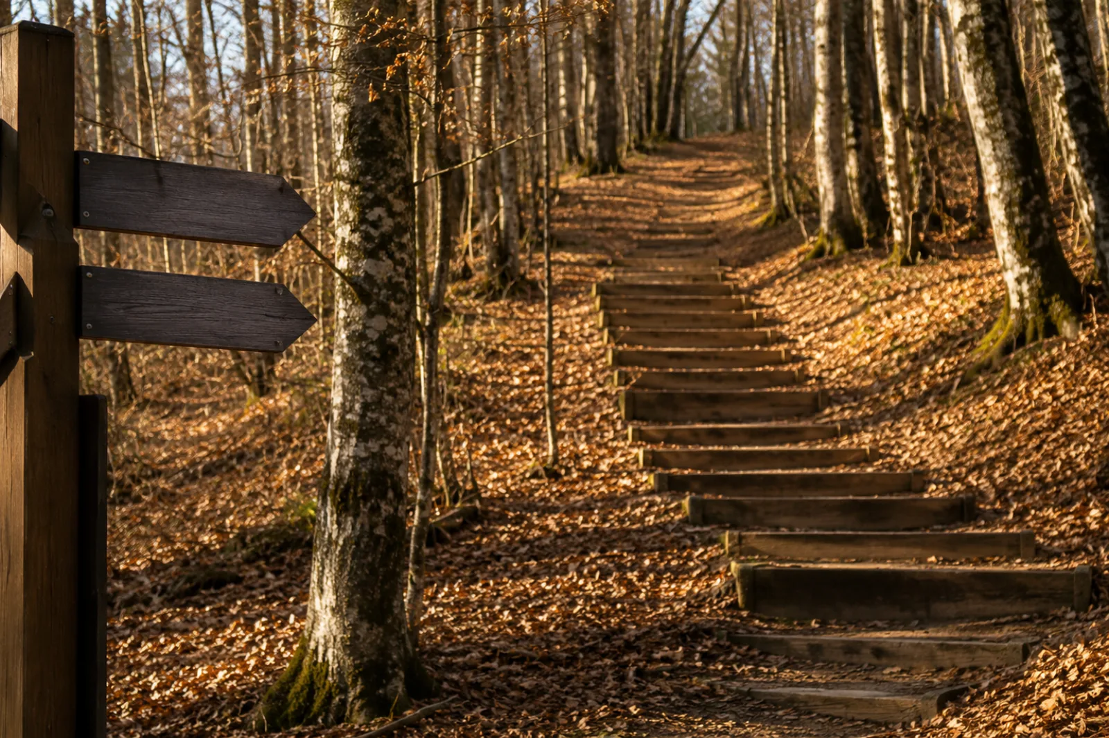 Traseu amenajat prin pădure pe Drumul Sării