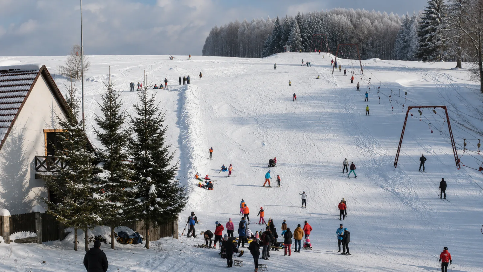 Schiori pe pârtia de la Aluniș, lângă Sovata